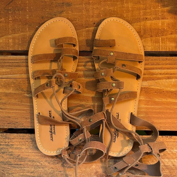 American Eagle Outfitters Tan Leather Sandals - Picture 1 of 1